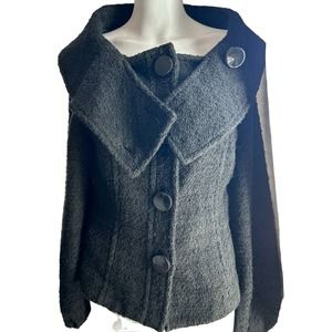 Zara Women's Subtle Pattern Black Pea Coat - Size Small Outerwear Jacket w1629